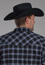Mens Sherpa Lined Flannel Shirt Snap Jacket - ROPER - Flyclothing LLC