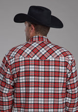 Mens Sherpa Lined Flannel Shirt Snap Jacket - ROPER - Flyclothing LLC