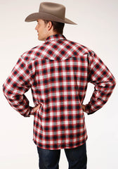 Roper Mens Long Sleeve Snap Sherpa Lined Flannel Shirt Jacket - Roper