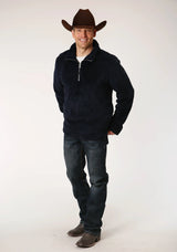 Mens Solid Blue Polar Fleece Pullover - ROPER - Flyclothing LLC