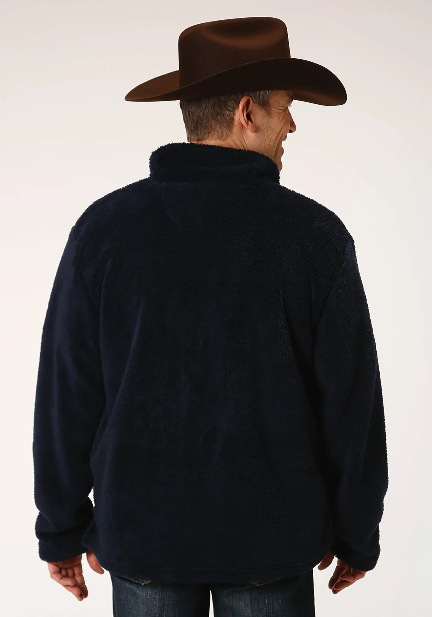 Mens Solid Blue Polar Fleece Pullover - ROPER - Flyclothing LLC