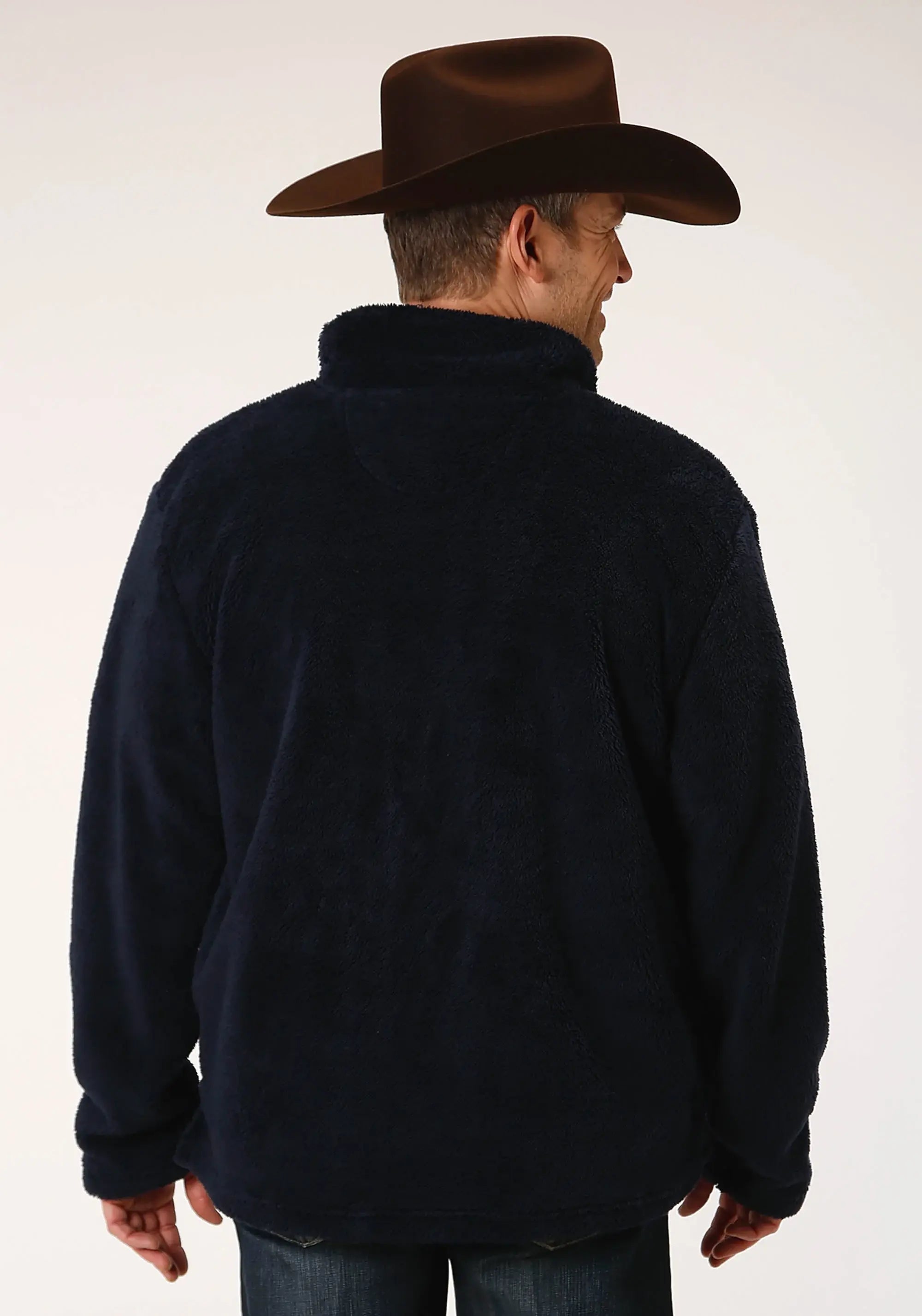 Mens Solid Blue Polar Fleece Pullover - ROPER - Flyclothing LLC