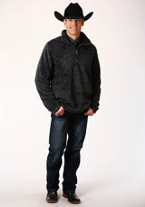 Mens Gray Melange Fleece 3/4 Zip Pullover - ROPER - Flyclothing LLC
