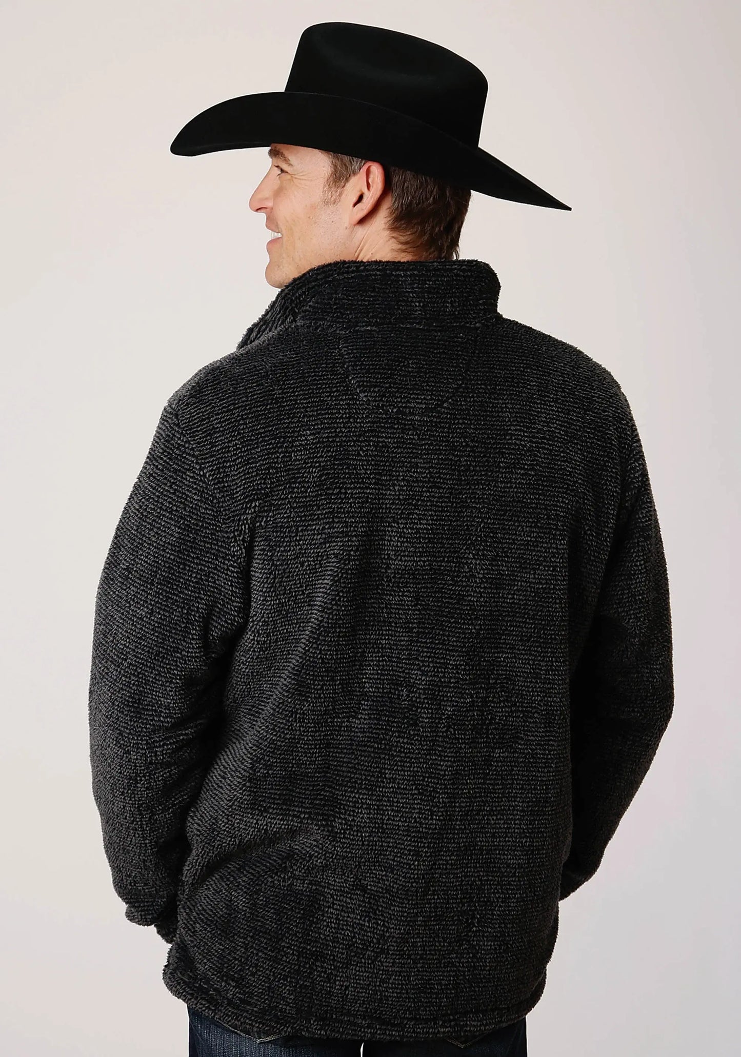 Mens Gray Melange Fleece 3/4 Zip Pullover - ROPER - Flyclothing LLC