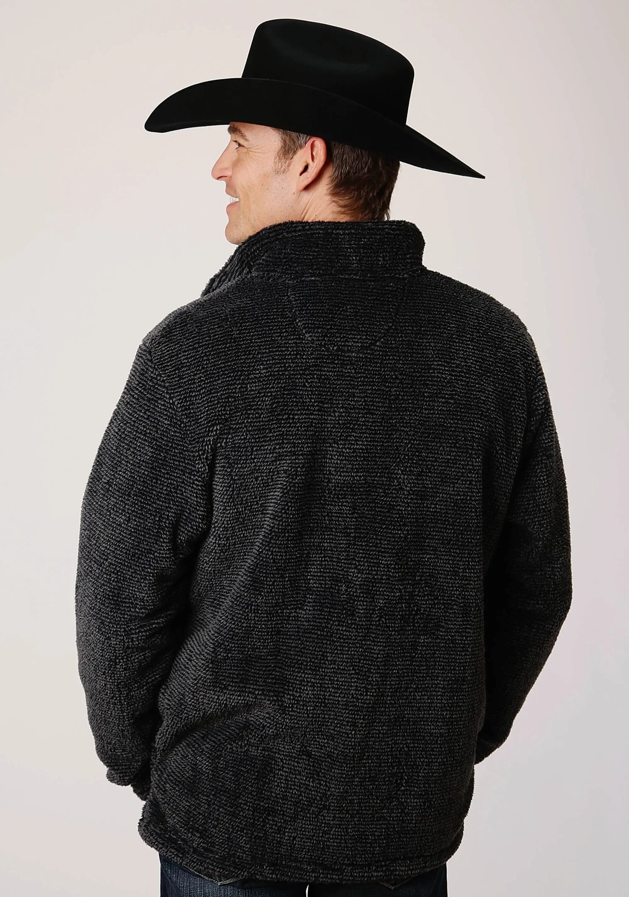 Mens Gray Melange Fleece 3/4 Zip Pullover - ROPER - Flyclothing LLC