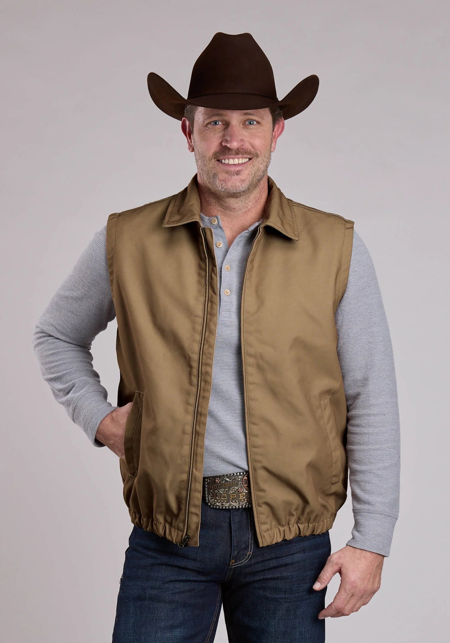 Mens Vest Zipper Canvas Zip Front Western Vest - ROPER - Flyclothing LLC