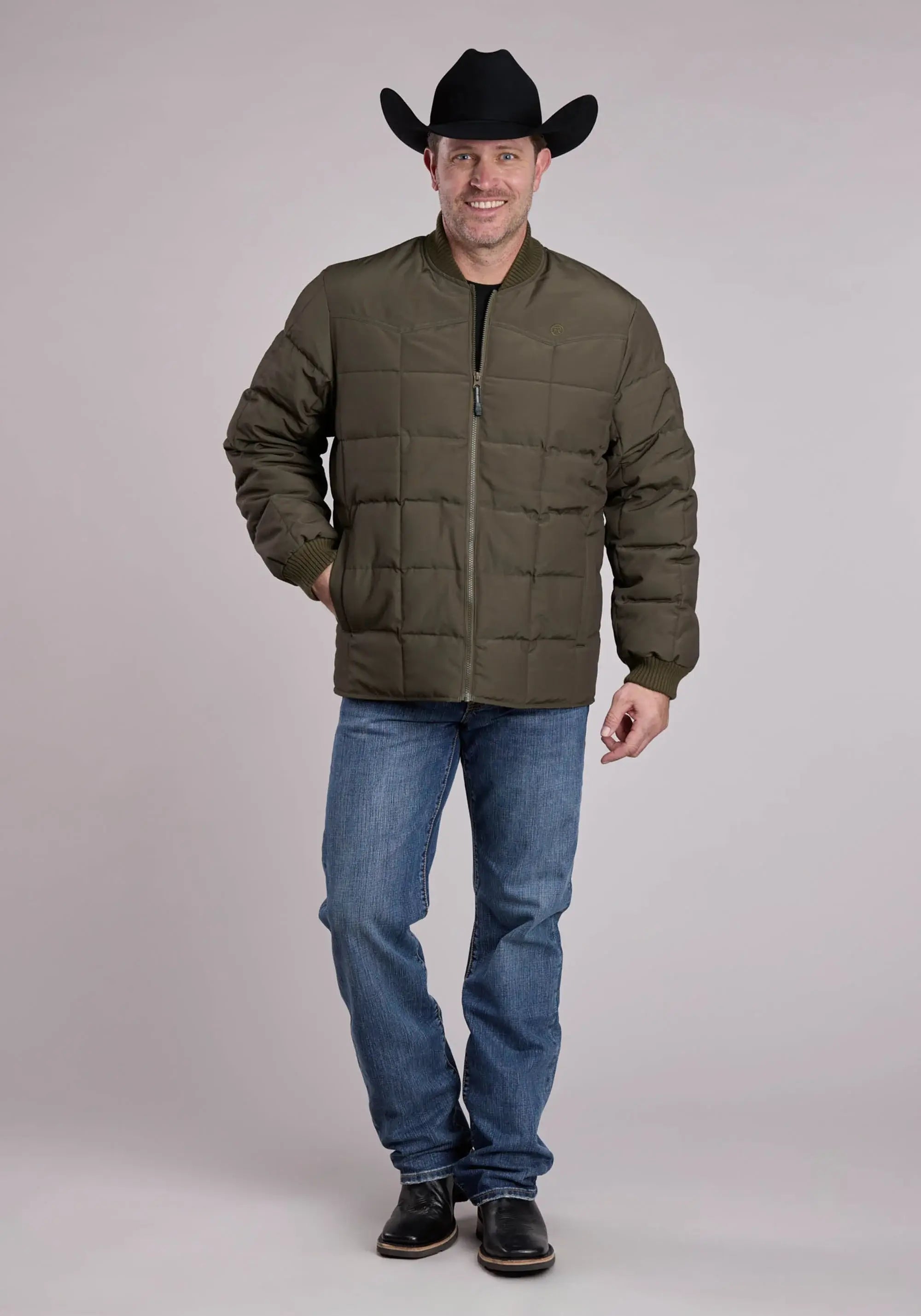 Mens Jacket Zipper Performance Canvas Quilted Western Jacket - ROPER - Flyclothing LLC