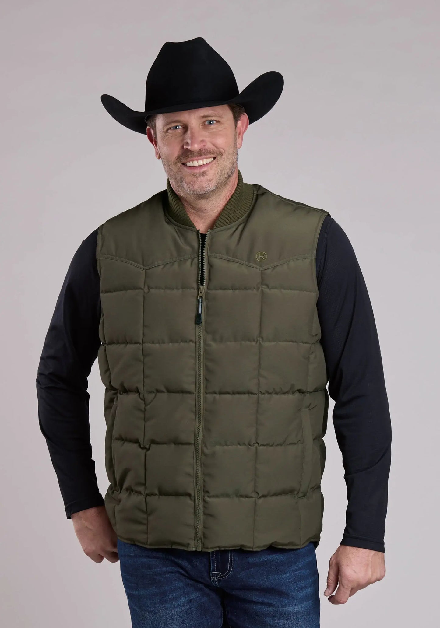 Mens Vest Zipper Performance Canvas Quilted Western Vest - ROPER - Flyclothing LLC
