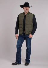 Mens Vest Zipper Performance Canvas Quilted Western Vest - ROPER - Flyclothing LLC
