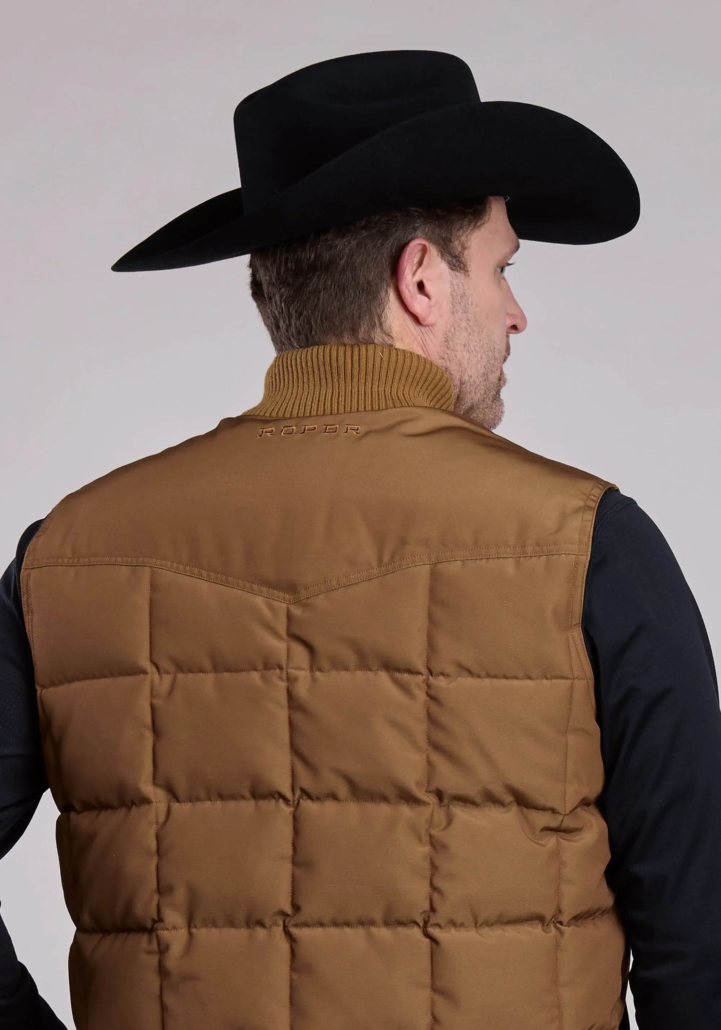 Mens Vest Zipper Performance Canvas Quilted Jacket Western Vest - ROPER - Flyclothing LLC