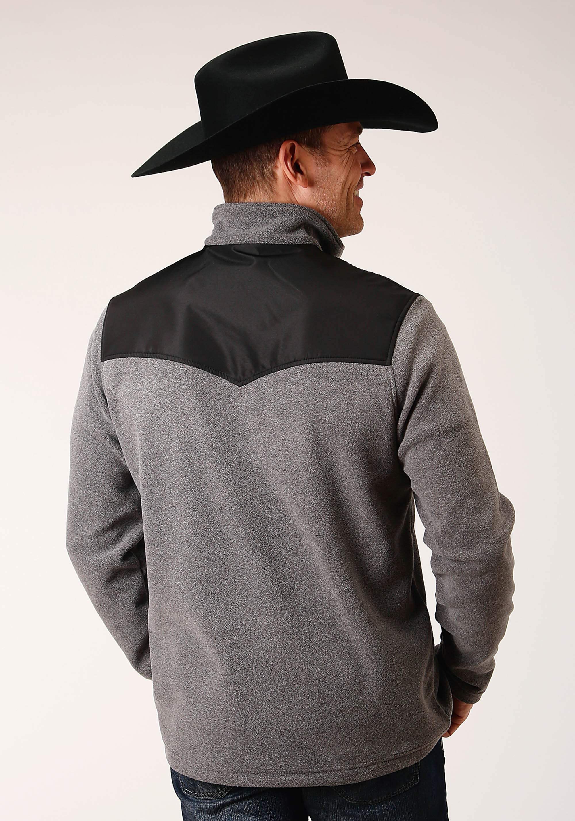 Roper Mens Gry Micro Fleece 3 Qtr Zip Pullover - Roper - Flyclothing LLC