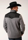 Roper Mens Gry Micro Fleece 3 Qtr Zip Pullover - Roper