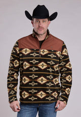 Roper Mens Jacket Zipper Black Go Rt Aztec Print Micro Fleece Western Jacket - Roper - Flyclothing LLC