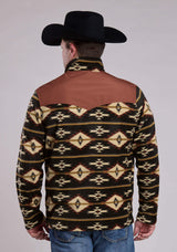 Roper Mens Jacket Zipper Black Go Rt Aztec Print Micro Fleece Western Jacket - Roper - Flyclothing LLC