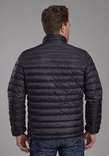 Mens Black Nylon Down Proof Coated Zipper Jacket - ROPER - Flyclothing LLC
