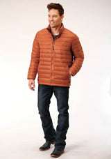 Mens Down Proof Coated Jacket Rust - ROPER - Flyclothing LLC