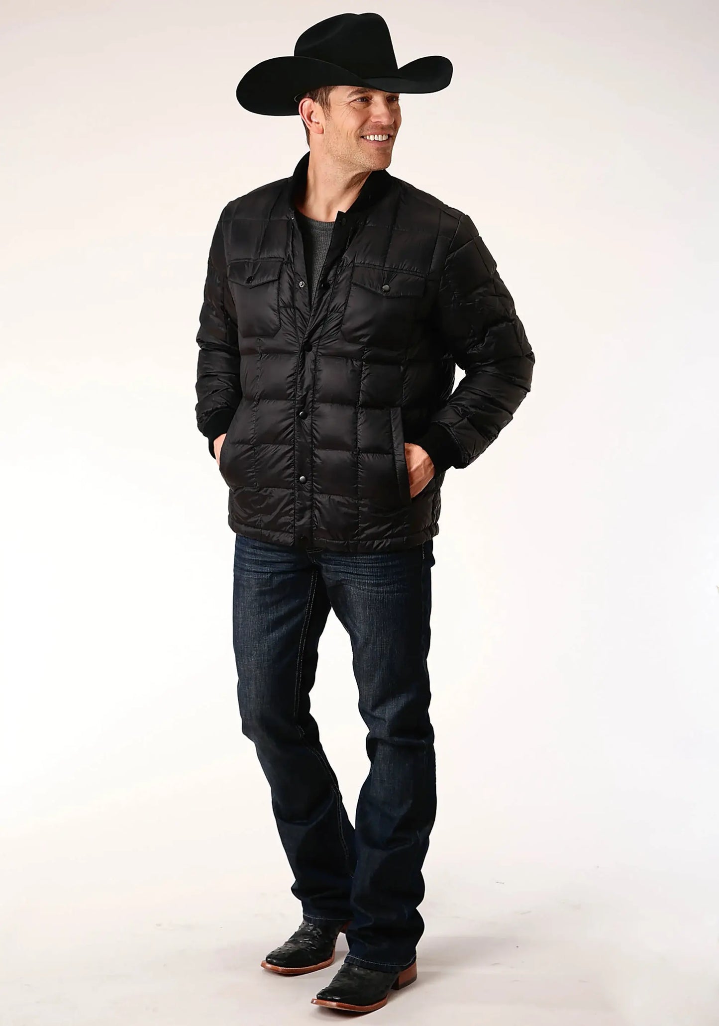Mens Down Proof Coated Jacket Black - ROPER - Flyclothing LLC