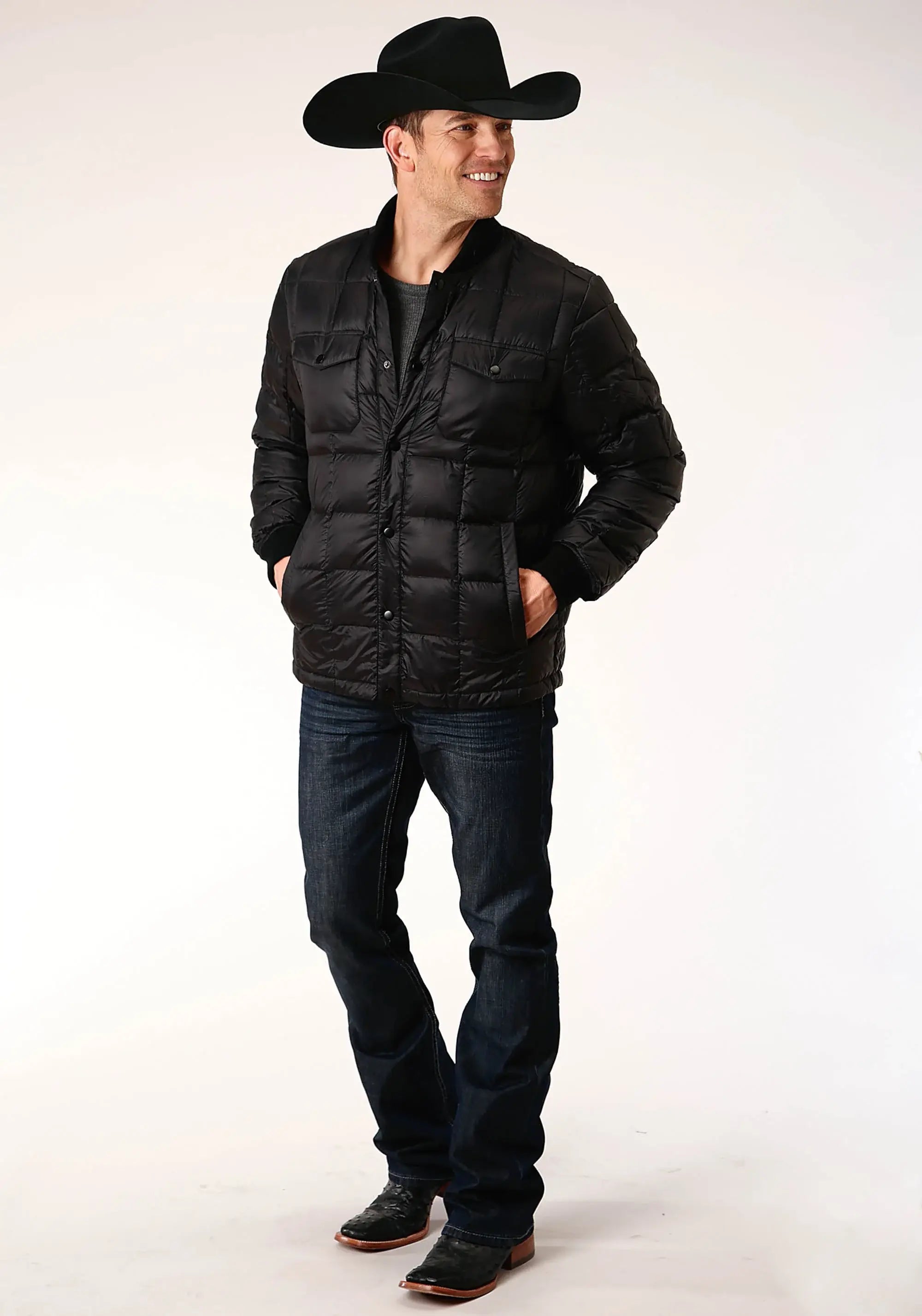 Mens Down Proof Coated Jacket Black - ROPER - Flyclothing LLC