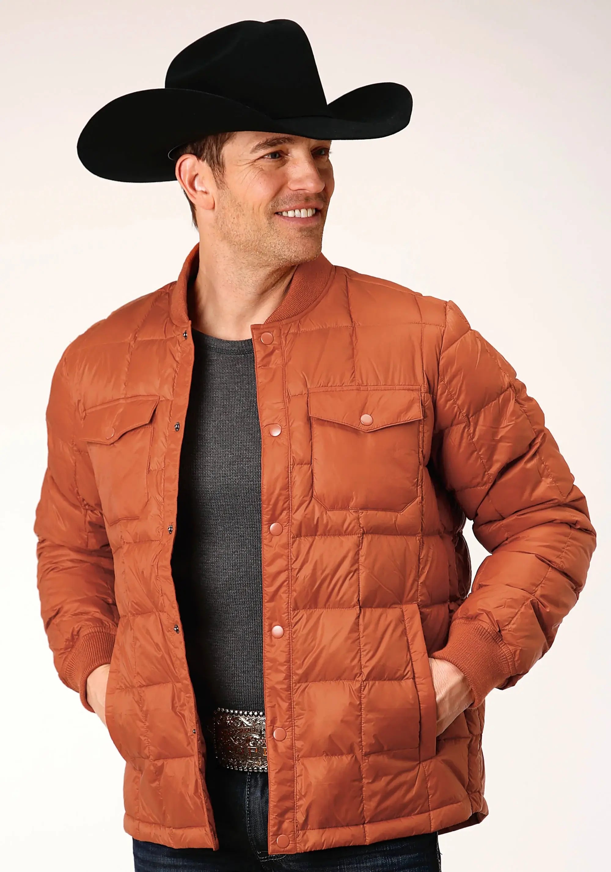 Mens Down Proof Coated Jacket Rust - ROPER - Flyclothing LLC