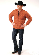 Mens Down Proof Coated Jacket Rust - ROPER - Flyclothing LLC