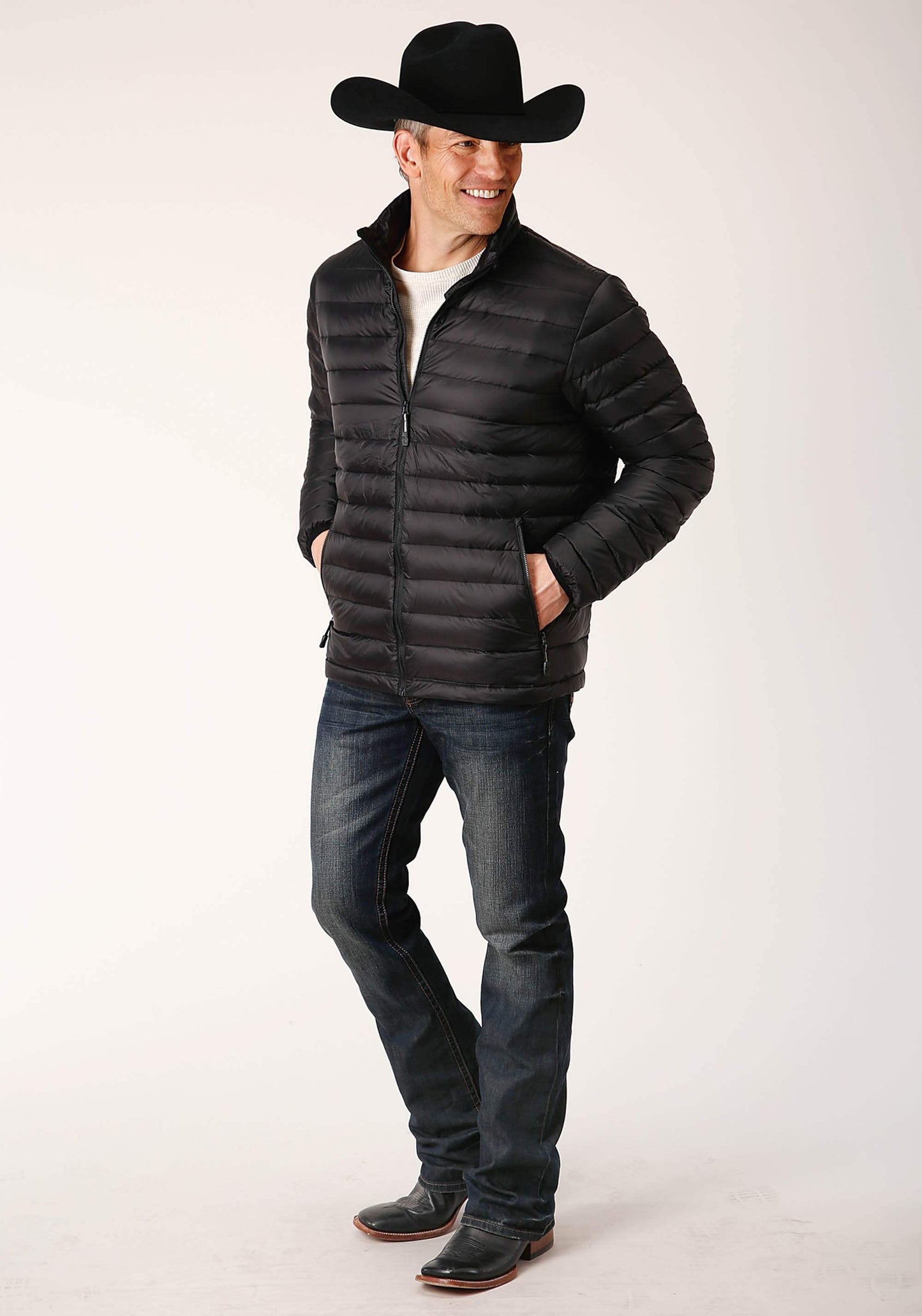 Roper Mens Black Nylon Down Proof Coated Jacket - Roper - Flyclothing LLC