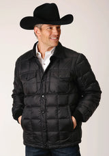 Mens Black Nylon Down Proof Coated Jacket - ROPER - Flyclothing LLC