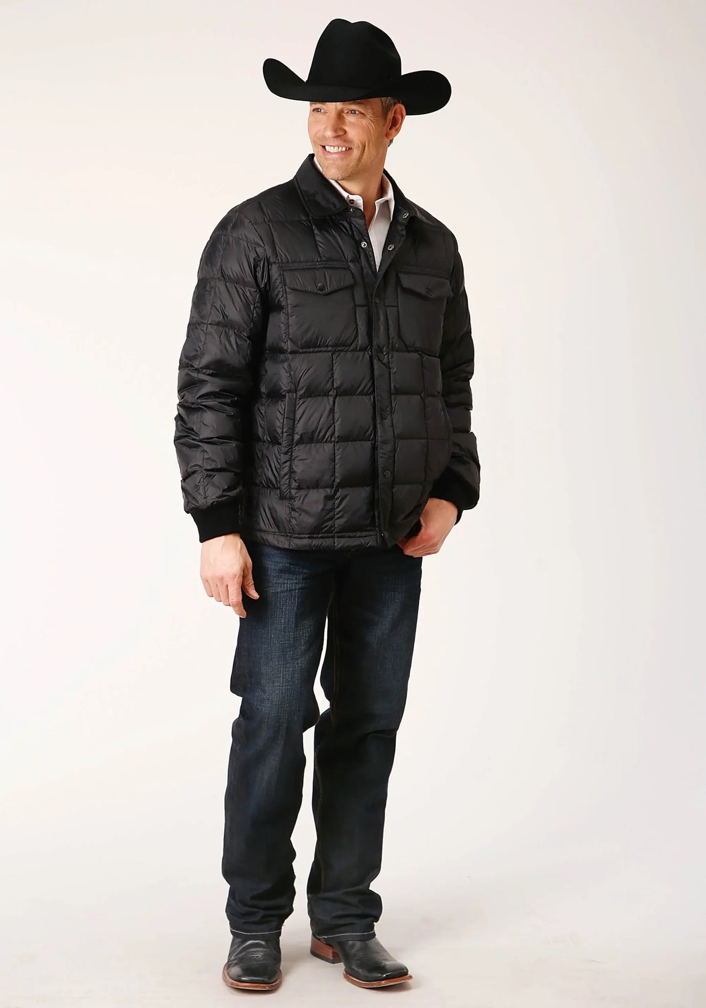 Mens Black Nylon Down Proof Coated Jacket - ROPER - Flyclothing LLC