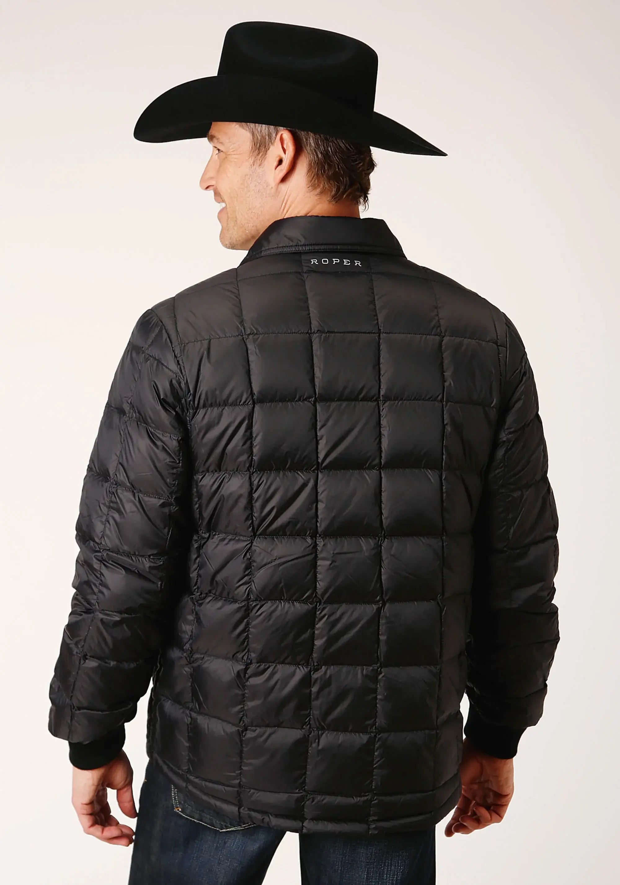 Mens Black Nylon Down Proof Coated Jacket - ROPER - Flyclothing LLC