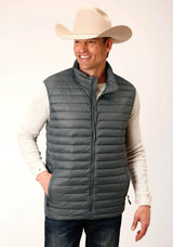Mens Black Nylon Down Proof Coated Vest - ROPER - Flyclothing LLC