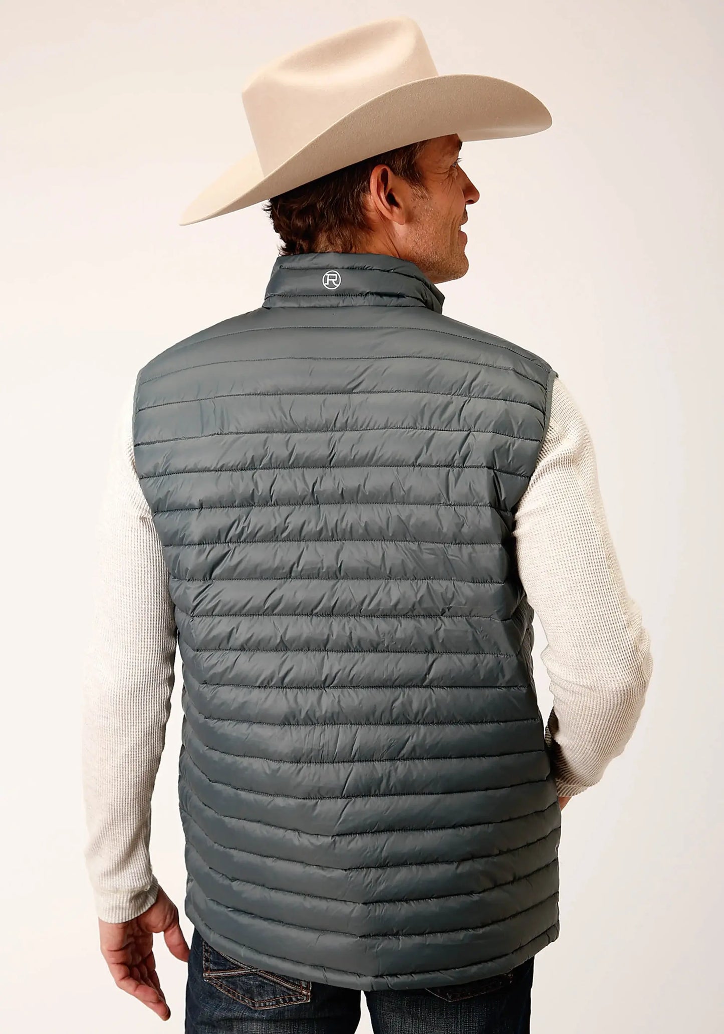 Mens Black Nylon Down Proof Coated Vest - ROPER - Flyclothing LLC