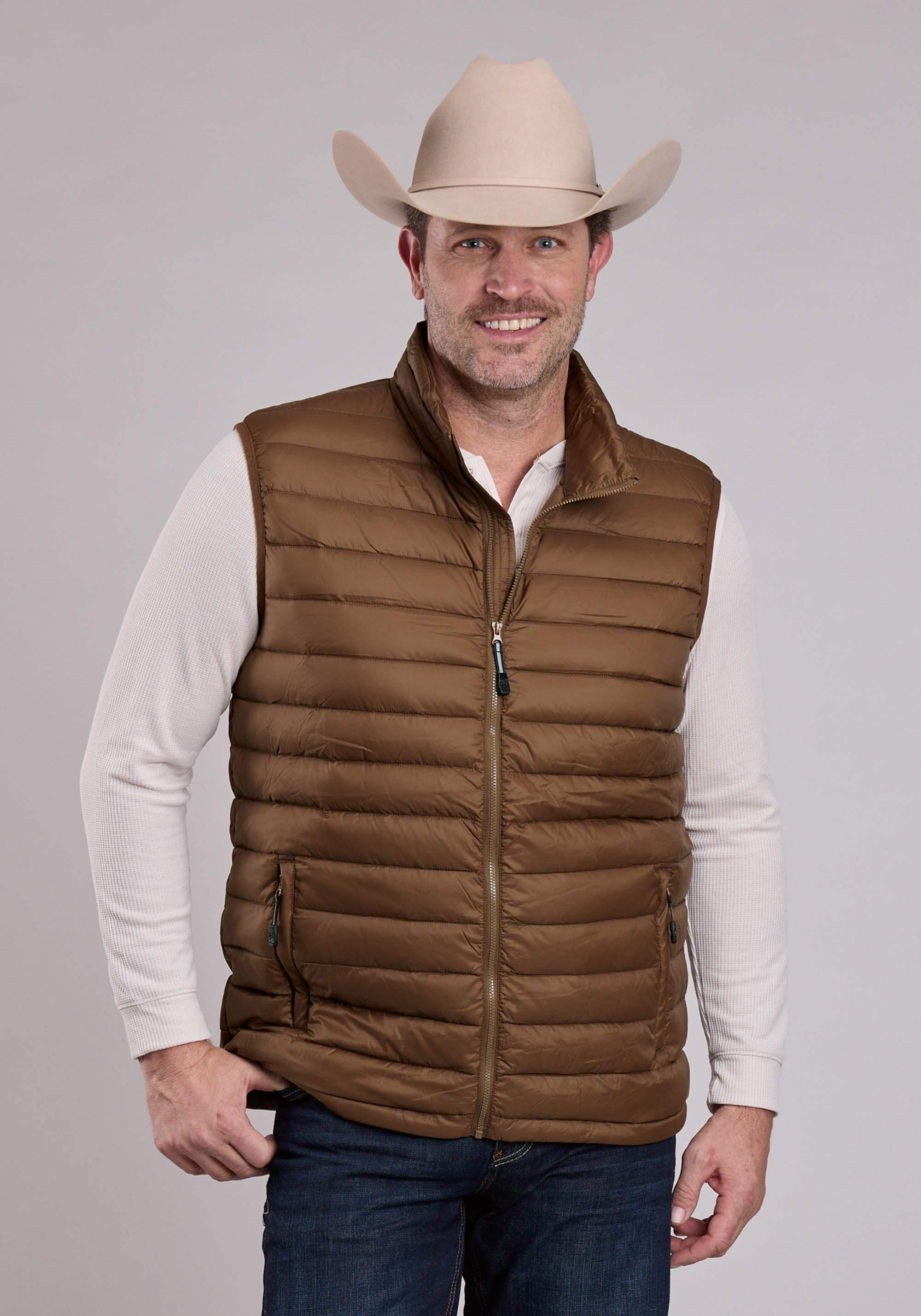 Roper Mens Vest Zipper Nylon Down Proof Coated Western Vest - Roper - Flyclothing LLC