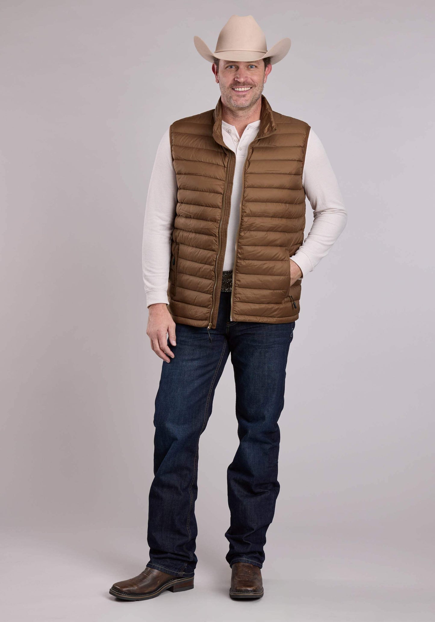 Roper Mens Vest Zipper Nylon Down Proof Coated Western Vest - Roper - Flyclothing LLC
