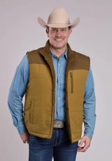 Mens Vest Zipper Poly Faux Sherpa Reversible Western Vest - ROPER - Flyclothing LLC