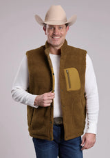 Mens Vest Zipper Poly Faux Sherpa Reversible Western Vest - ROPER - Flyclothing LLC