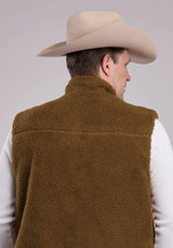 Mens Vest Zipper Poly Faux Sherpa Reversible Western Vest - ROPER - Flyclothing LLC