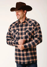 Mens Long Sleeve Tall Fit Snap Sherpa Lined Flannel Shirt Jacket - ROPER - Flyclothing LLC
