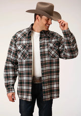 Mens Long Sleeve Tall Fit Snap Sherpa Lined Flannel Shirt Jacket - ROPER - Flyclothing LLC