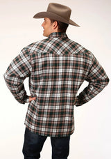 Mens Long Sleeve Tall Fit Snap Sherpa Lined Flannel Shirt Jacket - ROPER - Flyclothing LLC