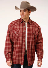 Mens Long Sleeve Tall Fit Snap Sherpa Lined Flannel Shirt Jacket - ROPER - Flyclothing LLC