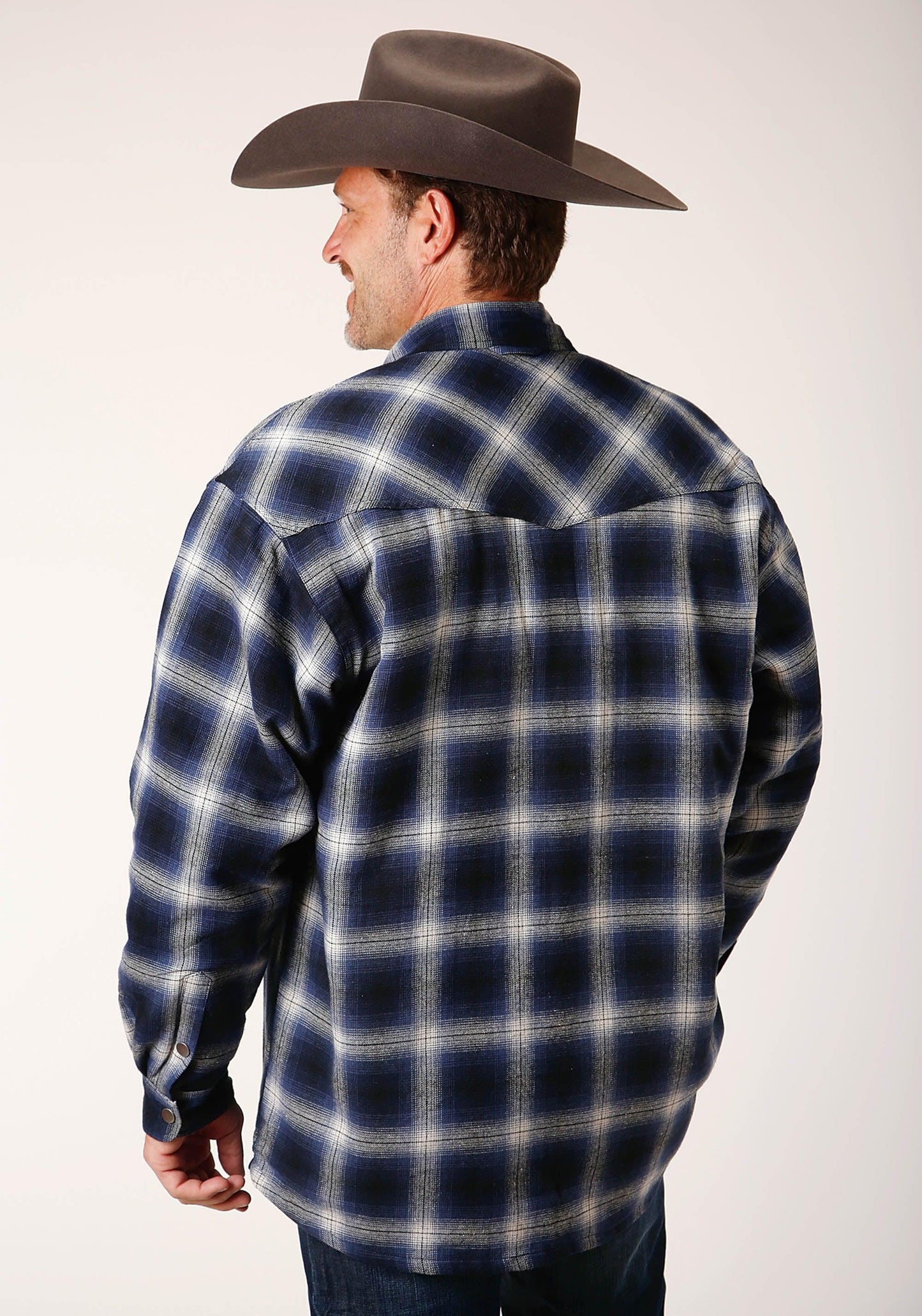 Mens Long Sleeve Tall Fit Snap Sherpa Lined Flannel Shirt Jacket - ROPER - Flyclothing LLC