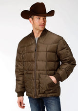 Mens Brown Poly-filled Jacket - ROPER - Flyclothing LLC