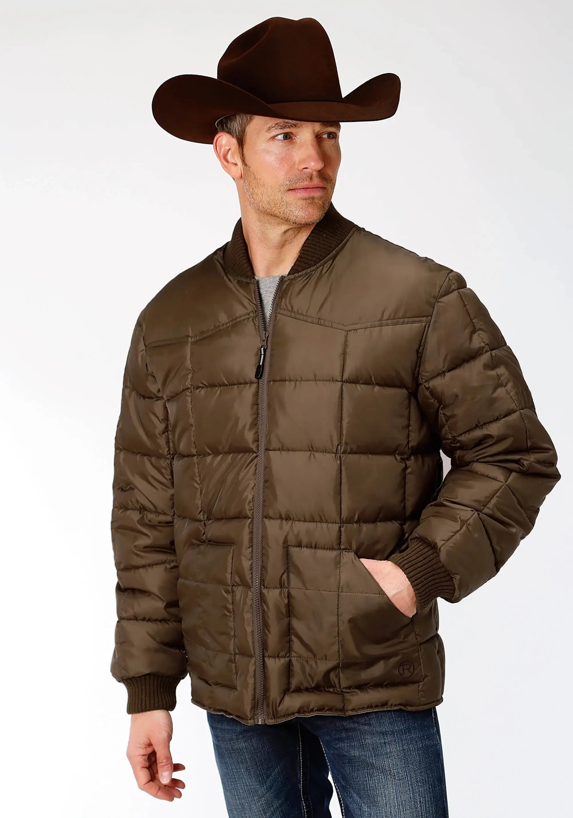 Mens Brown Poly-filled Jacket - ROPER - Flyclothing LLC