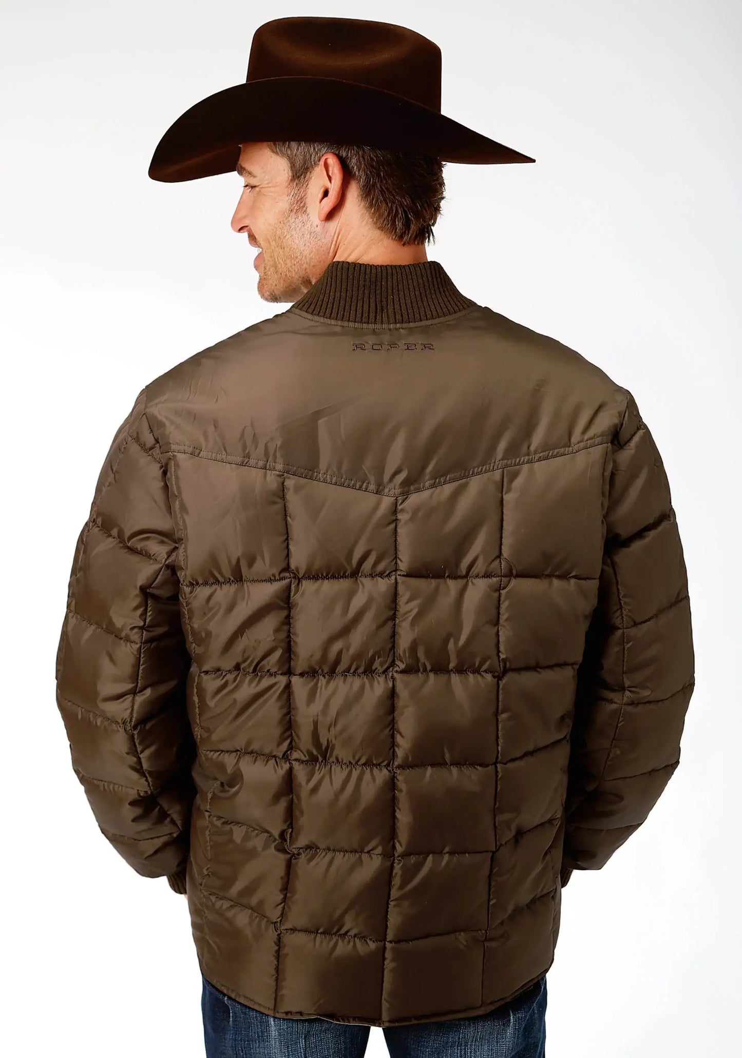 Mens Brown Poly-filled Jacket - ROPER - Flyclothing LLC