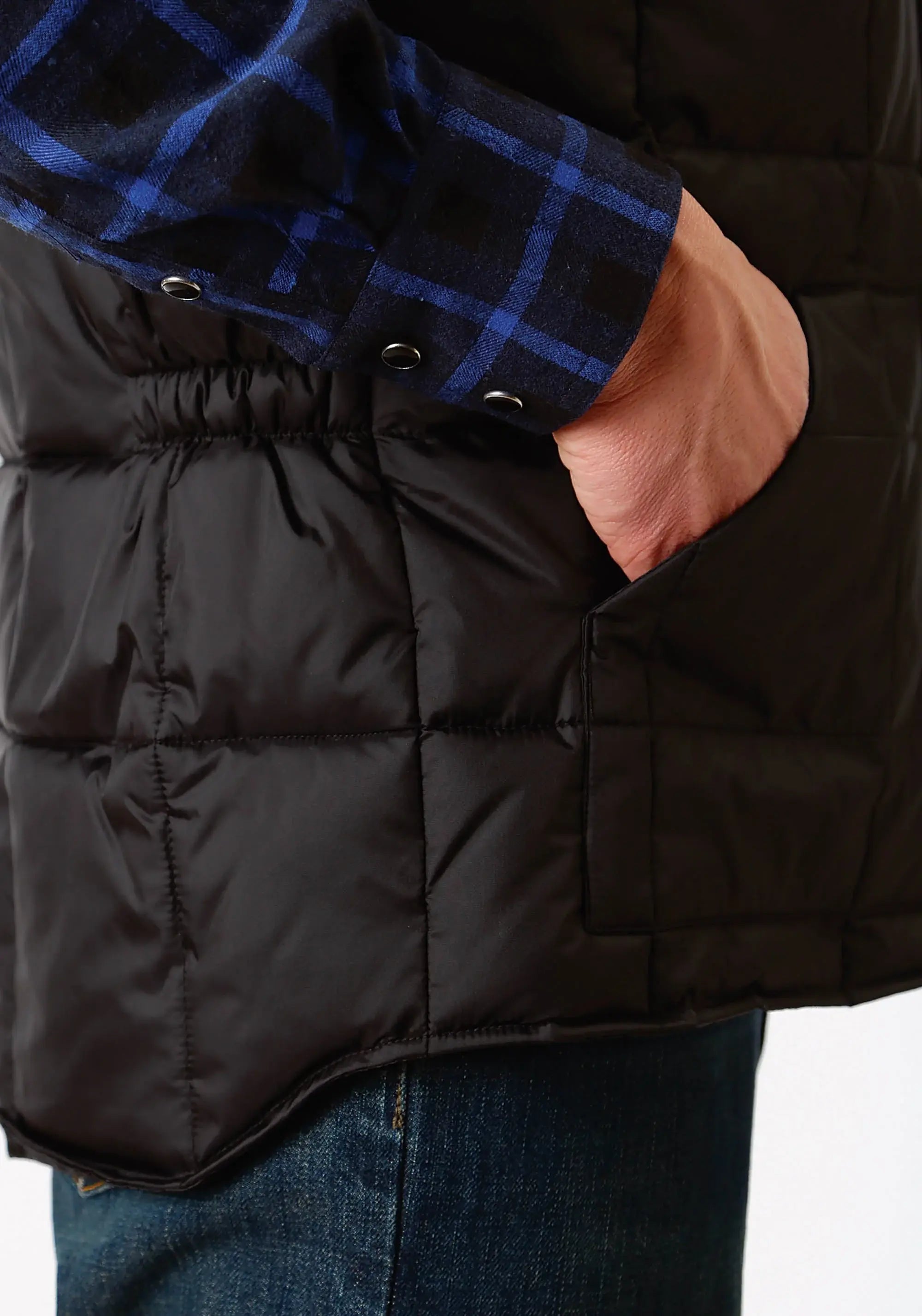 Mens Black Poly-filled Vest - ROPER - Flyclothing LLC
