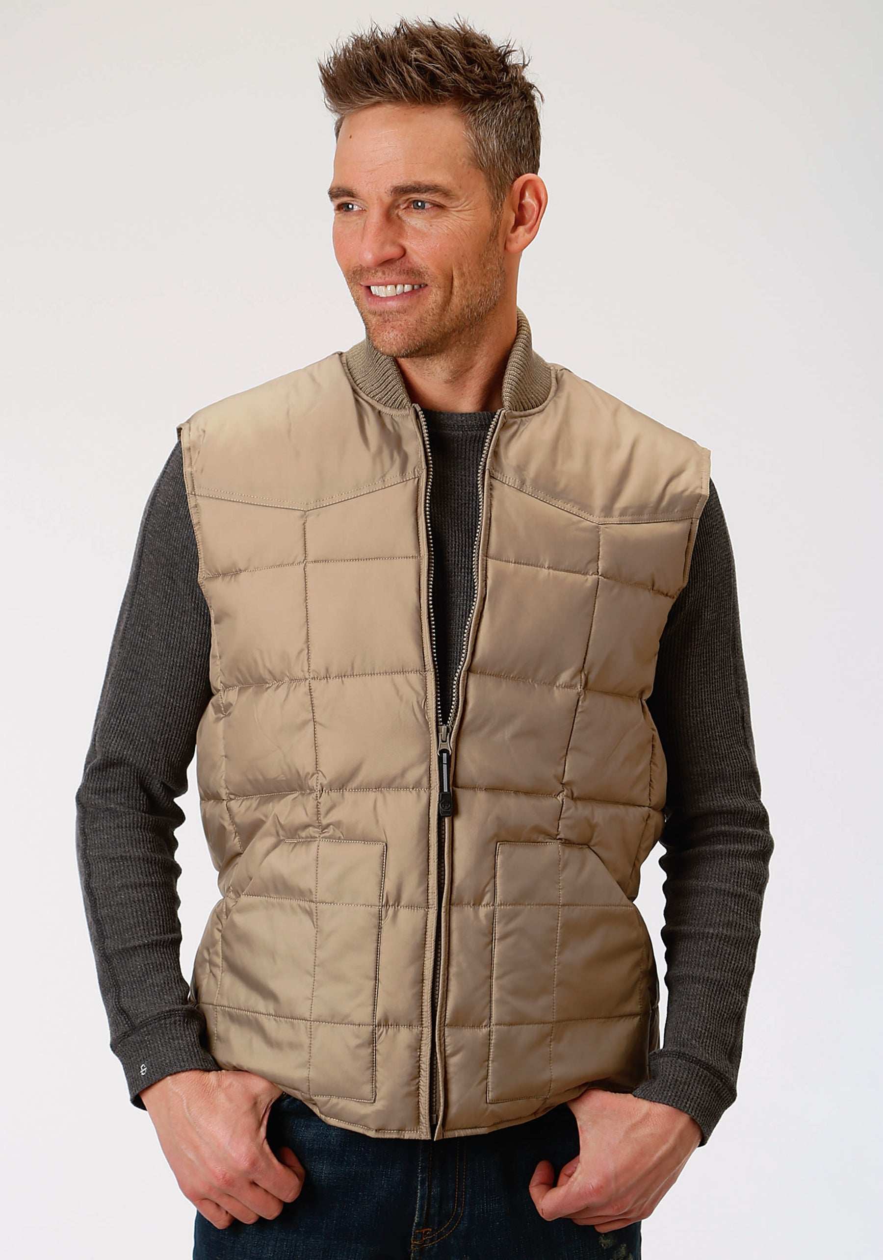 Roper Mens Khaki Poly-Filled Vest - Roper - Flyclothing LLC