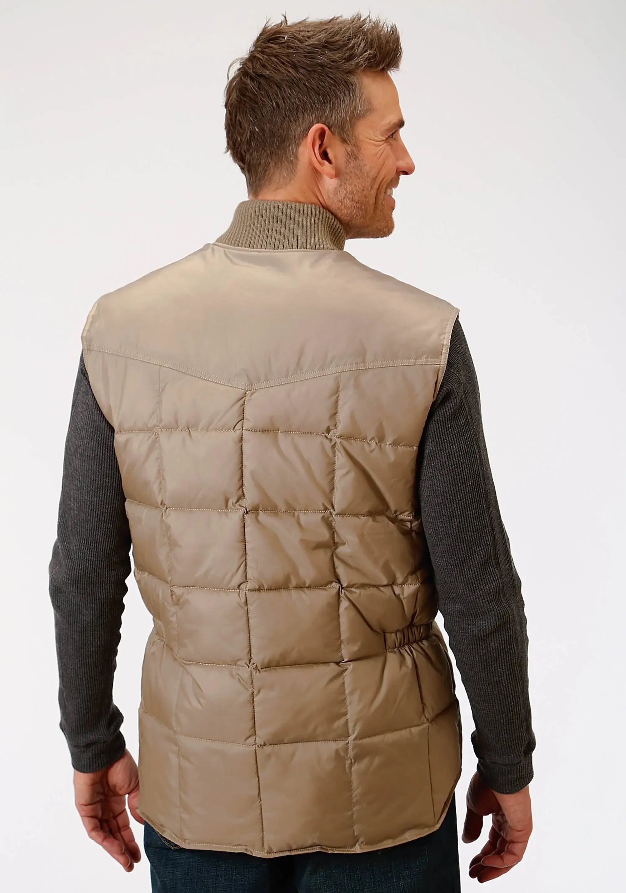 Mens Khaki Poly-filled Vest - ROPER - Flyclothing LLC