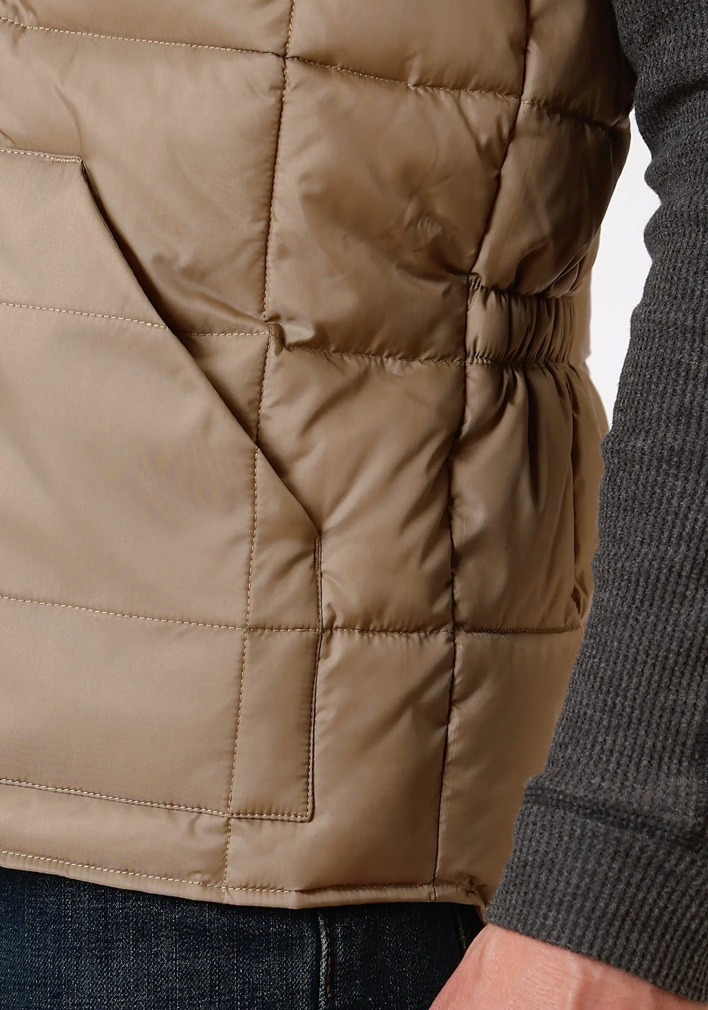 Mens Khaki Poly-filled Vest - ROPER - Flyclothing LLC