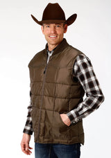 Mens Brown Poly-filled Vest - ROPER - Flyclothing LLC