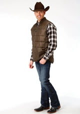 Mens Brown Poly-filled Vest - ROPER - Flyclothing LLC