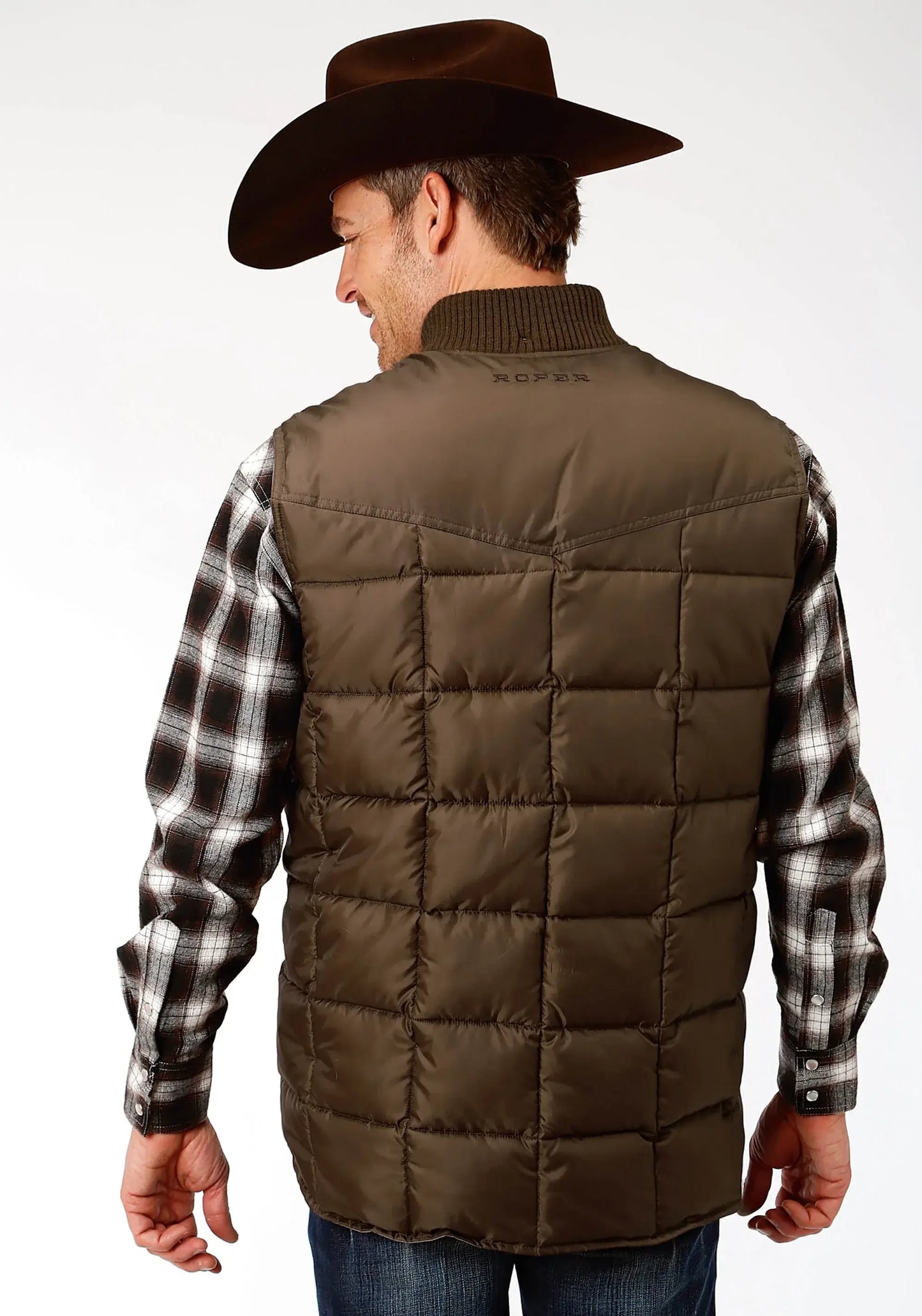 Mens Brown Poly-filled Vest - ROPER - Flyclothing LLC